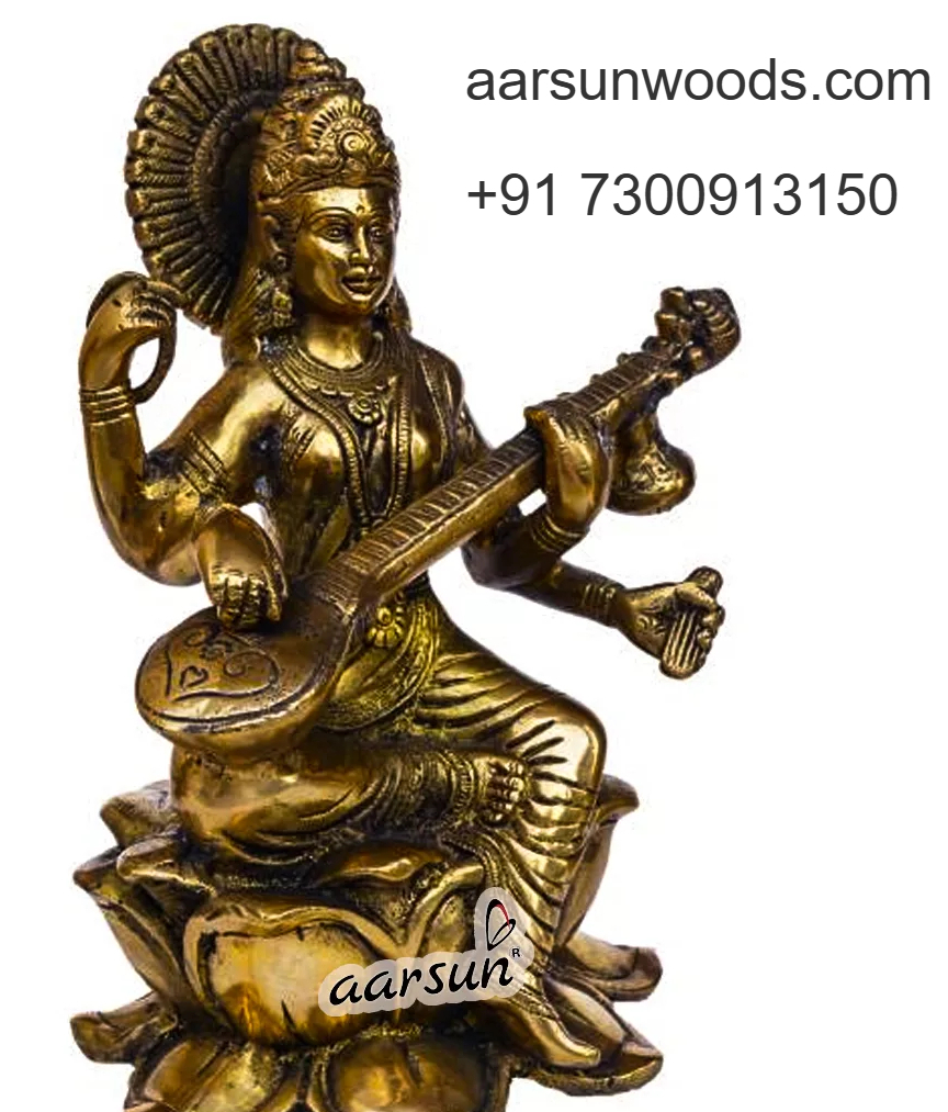 Brass Statue of Maa Saraswati  Wisdom, Music & Education Symbol  2025