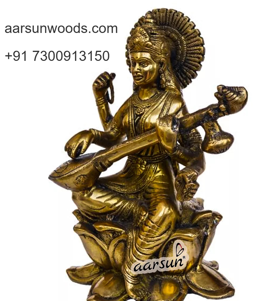 Brass Statue of Maa Saraswati  Wisdom, Music & Education Symbol  2025