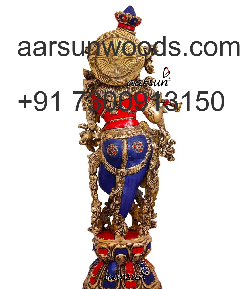 Handmade Brass Krishna with Cow & Flute  Home Temple Idol 2025