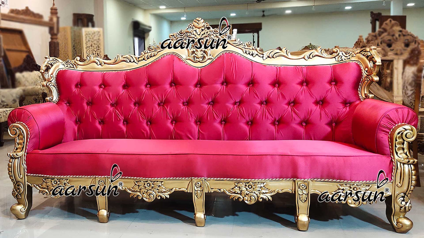 4 Seater Sofa Set in Smooth Pink Fabric