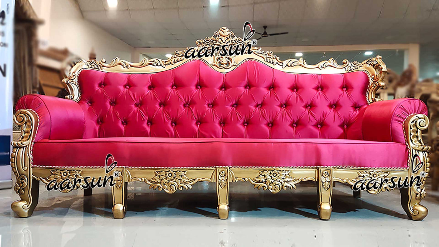 4 Seater Sofa Set in Smooth Pink Fabric