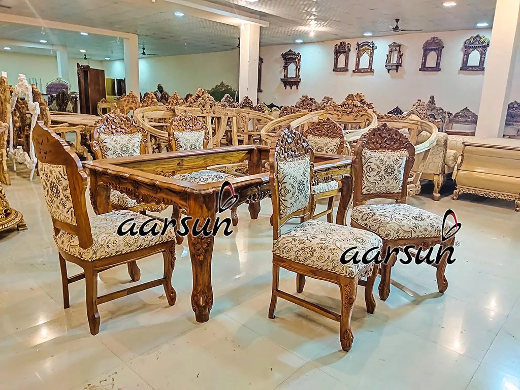 6 Seater Dining Set in Teak Wood Matte Finish YT-270