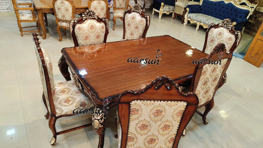 शाही 6 सीटर डाइनिंग सेट - आरसुन (Shahi 6 seater dining set - Aarsun)