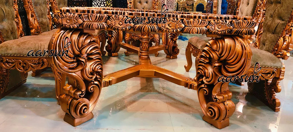 8 Seater Copper Dining Set in Teak Wood YT-337