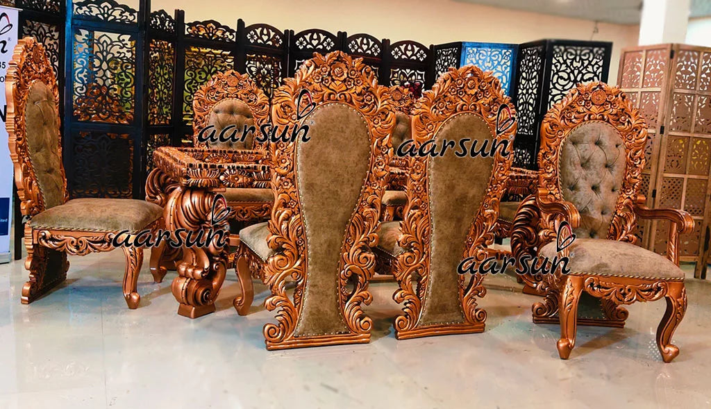 8 Seater Copper Dining Set in Teak Wood YT-337