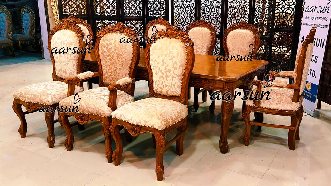 8 Seater Elegant Dining Set in Glossy Teak Finish YT-447