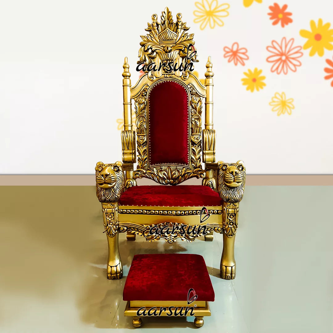 Guru Maharaj Ji Chair in Golden Polish Finish