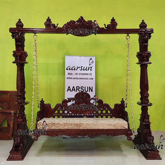 Aarsun Indian Wood Carving Swing Top: Global Shipping