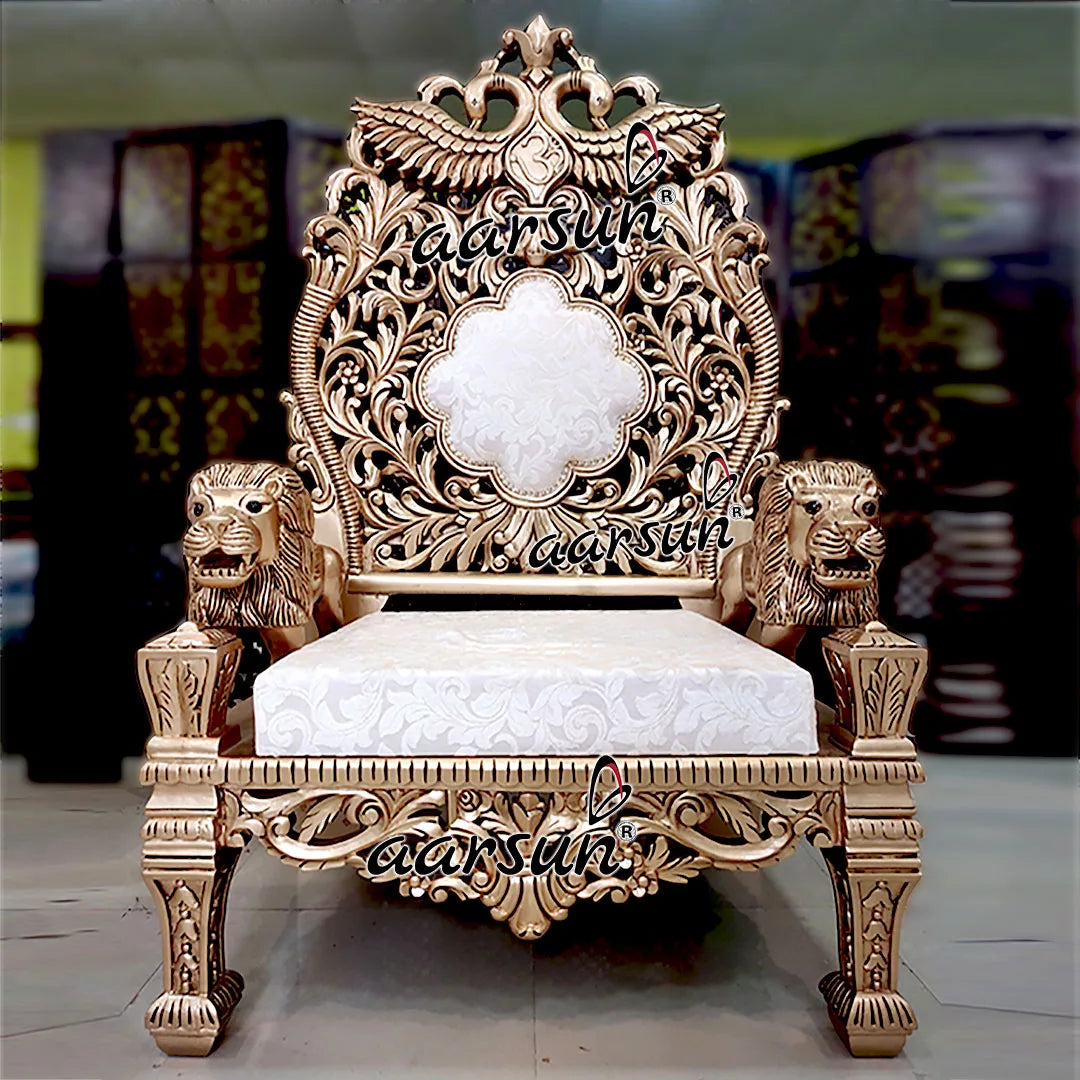 Decorative Antique Gold Guruji Singhasan Chair