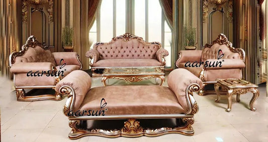 शाही Champagne Gold सोफ़ा सेट (YT-646) | Royal Champagne Gold Sofa Set (YT-646)