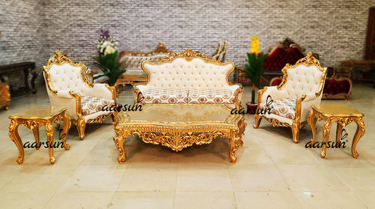 சிறப்பு செதுக்கல் தங்க பூச்சு சோபா செட் (Sirppu Sethukkal Thanga Poochu Sofa Set)