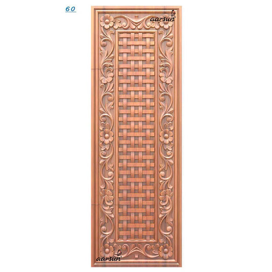 Beautiful Flower Pattern Wooden Door