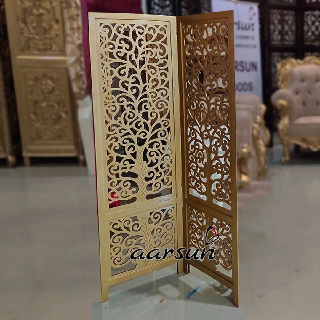 3 Panel Room Partition Gold Finish