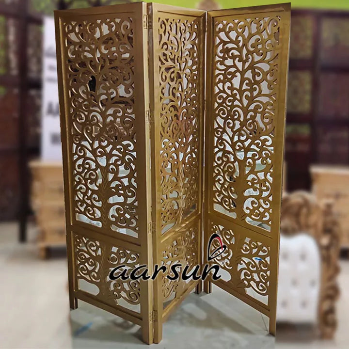 3 Panel Room Partition Gold Finish