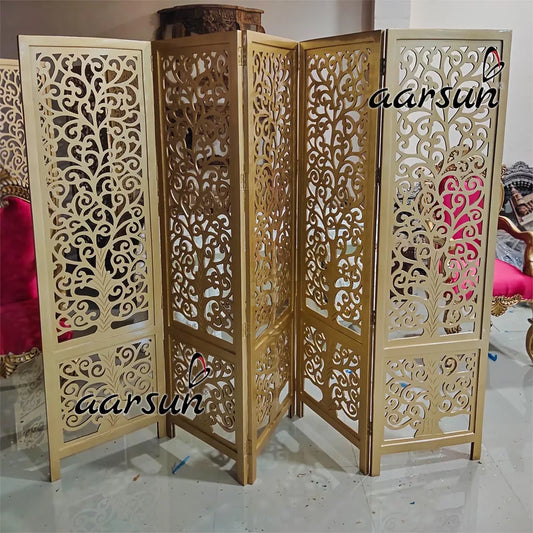 5 Panel Room Partition in Gold Polish PART-0145