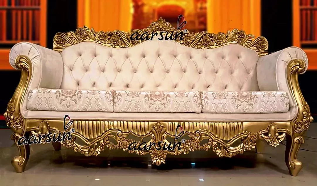 शाही गोल्डन सोफा सेट - आर्सुन (Shahi Golden Sofa Set - Aarsun)