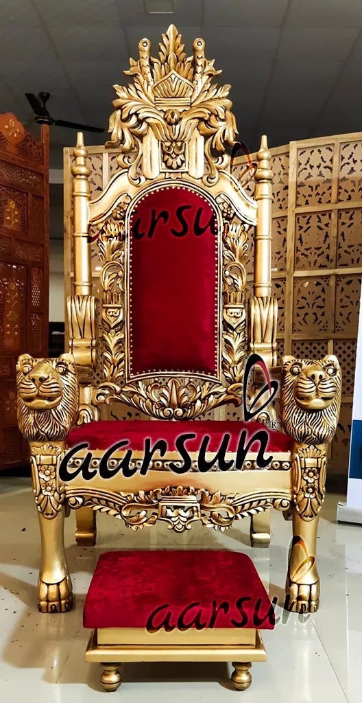 Guru Maharaj Ji Chair in Golden Polish Finish