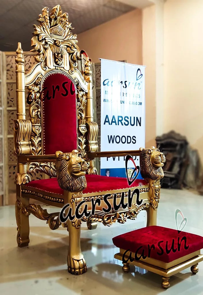 Guru Maharaj Ji Chair in Golden Polish Finish