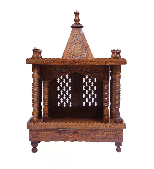 Small Size Pooja Temple in Sheesham Wood MNDR-7281