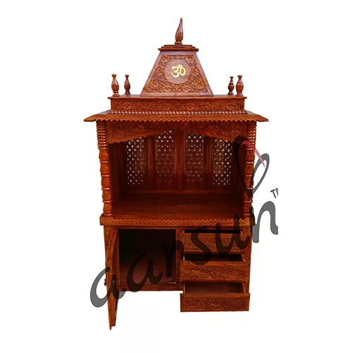 Hand-carved Wooden Pooja Temple MNDR-0051JC