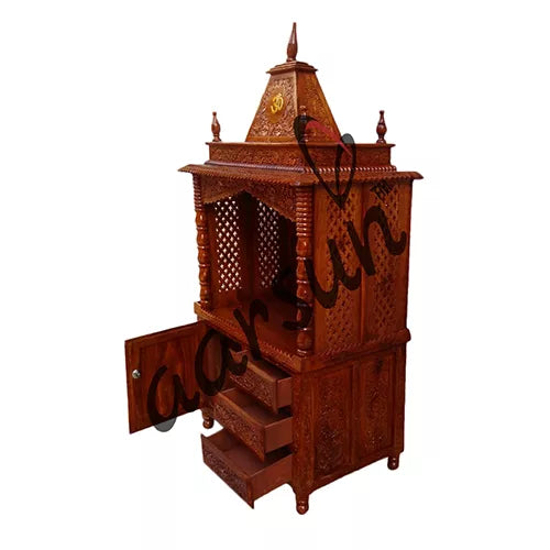 Hand-carved Wooden Pooja Temple MNDR-0051JC