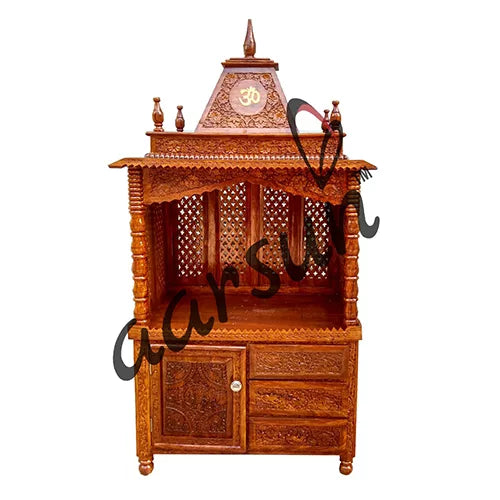 Hand-carved Wooden Pooja Temple MNDR-0051JC