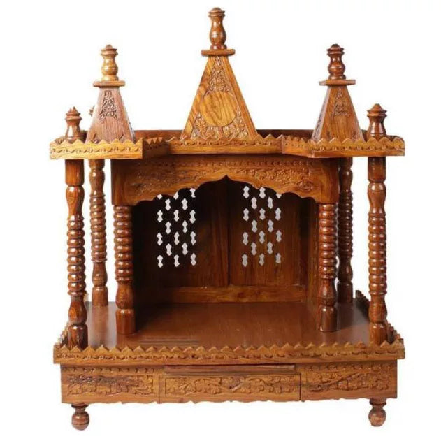 Handmade Wooden Temple in Sheesham MNDR-7254