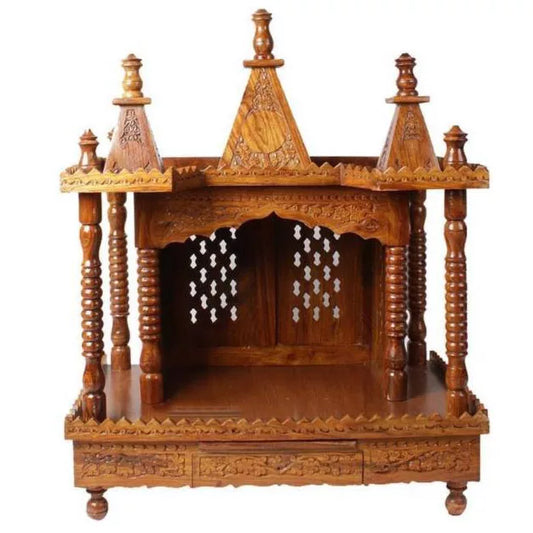 Handmade Wooden Temple in Sheesham MNDR-7254