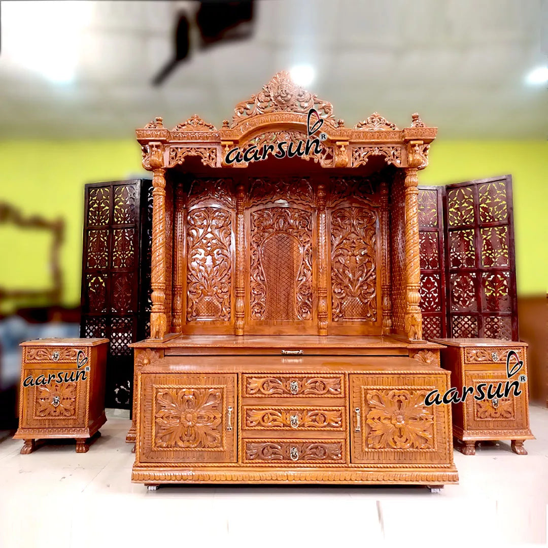 Pooja Mandir with Sliding Cabinet & 2 Side Cabinets YT-652