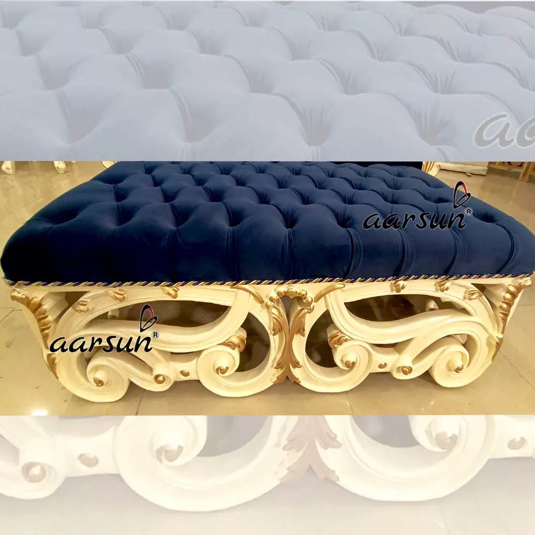 uxury Bedroom Bench with Decorative Gold Legs