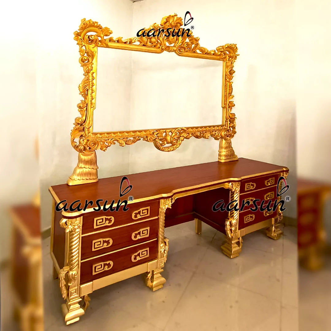 6-Drawer Luxury Dresser With Gold Leafing