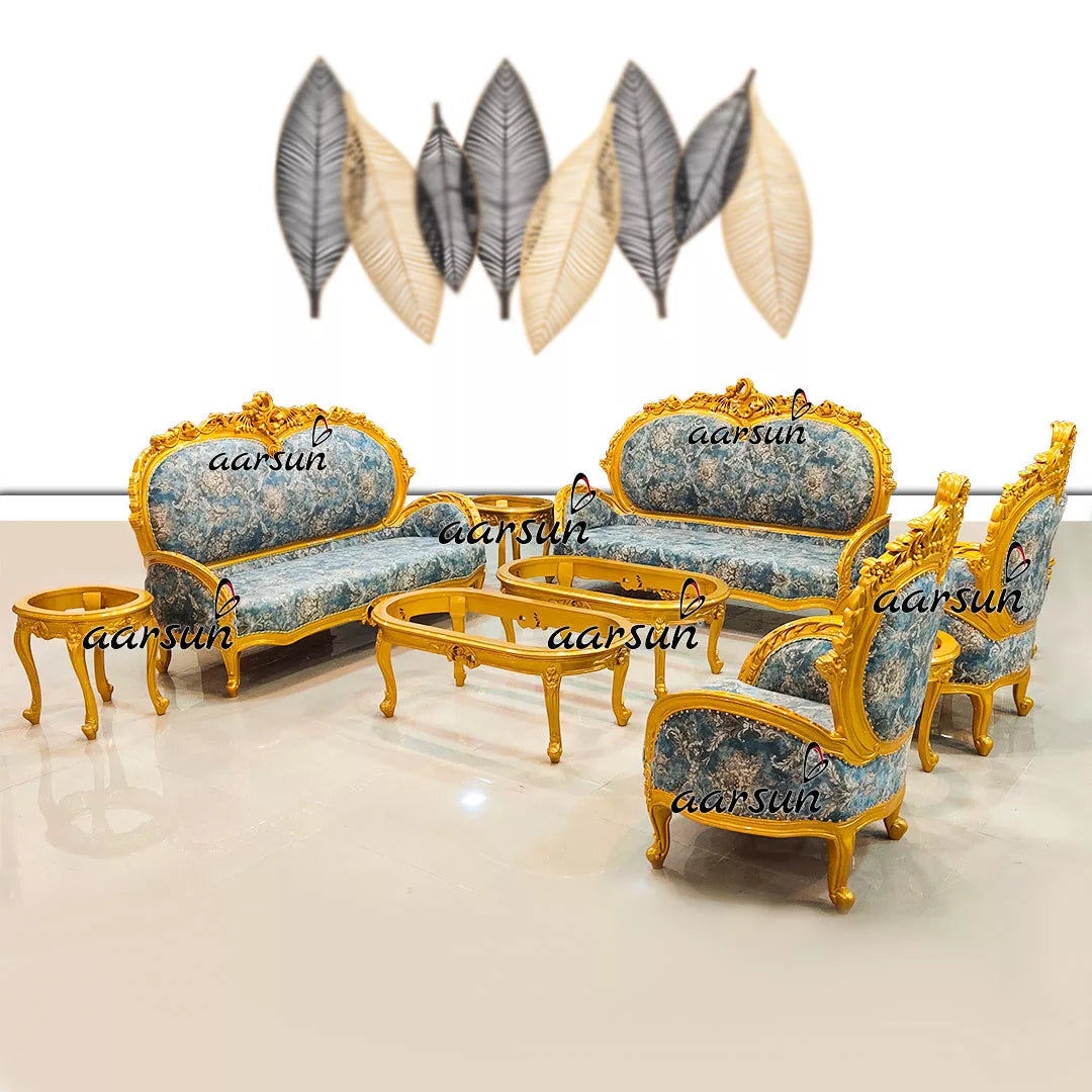 ராயல் மெட்டாலிக் கோல்ட் சோபா செட் YT-255 (Royal Metallic Gold Sofa Set YT-255)