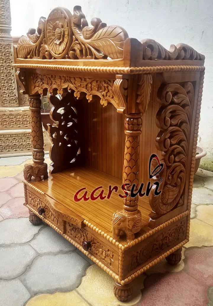 Peacock Design Wooden Mandir YT-199