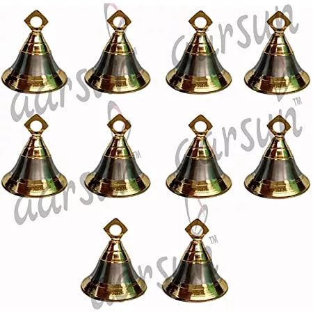 brass bells for pooja mandir set of 10 - 1.25 inch dia