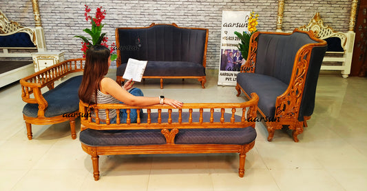 சிறப்பு வடிவமைப்பு  தேக்கு மர சோபா செட் (Wooden Sofa Set)