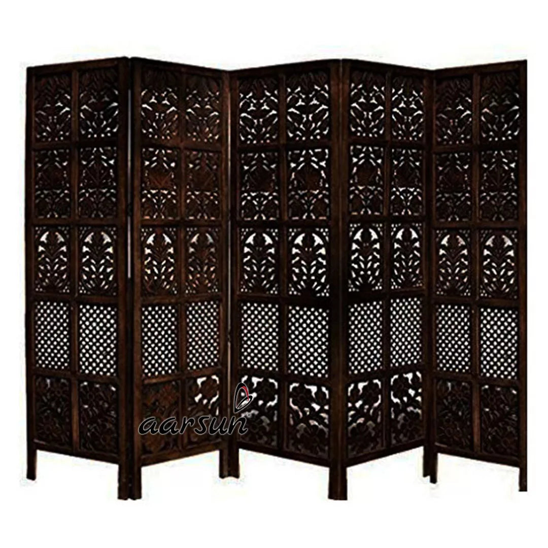 Room Divider 5 Panel in Mango Wood & MDF NTPRT-005