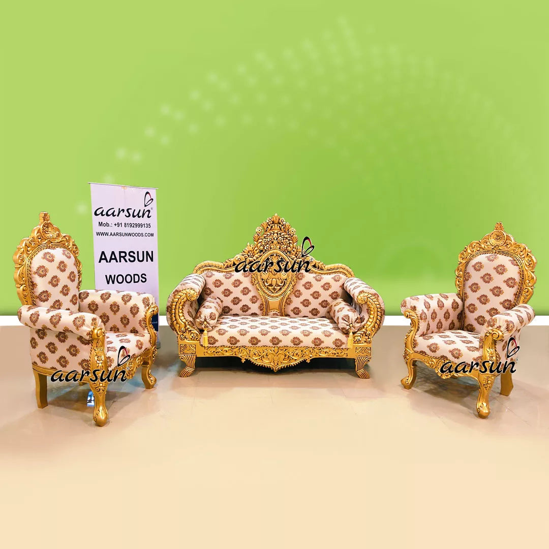 शाही सोफा सेट - एंटीक गोल्ड  (Shahi Sofa Set - Antique Gold)