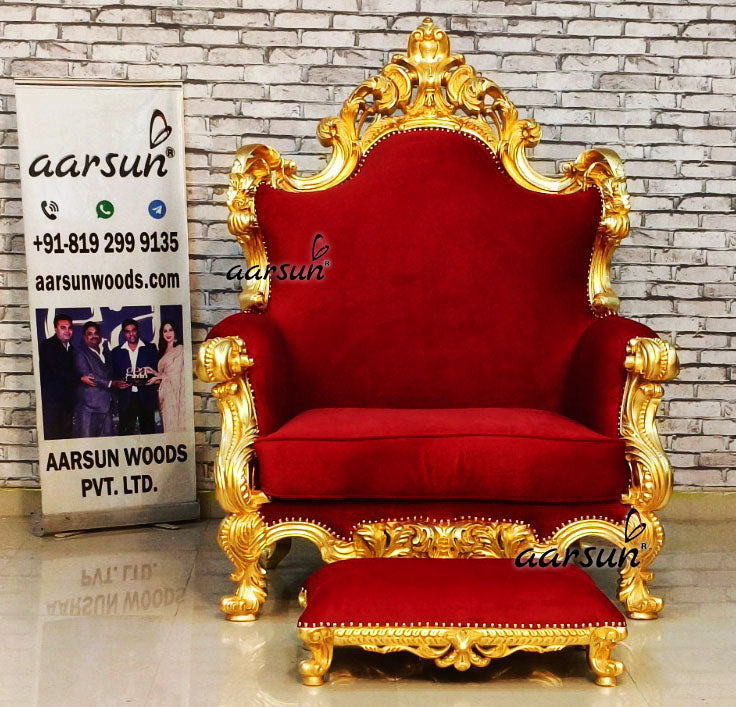 Luxury Designer Guruji Chair with Paduka