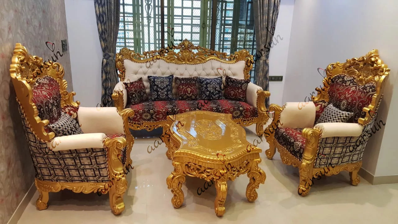 சிறப்பு வடிவமைப்பு தேக்கு மர சோபா செட் (Wooden Sofa Set)