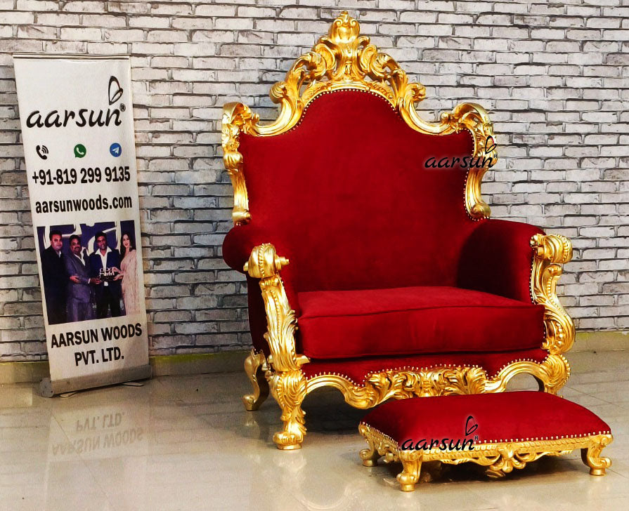 Luxury Designer Guruji Chair with Paduka