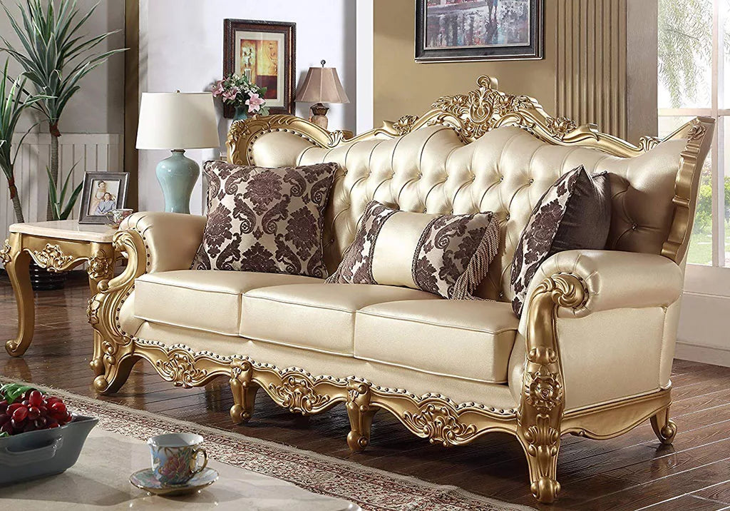 Traditional Sofa Set Antique gold finish