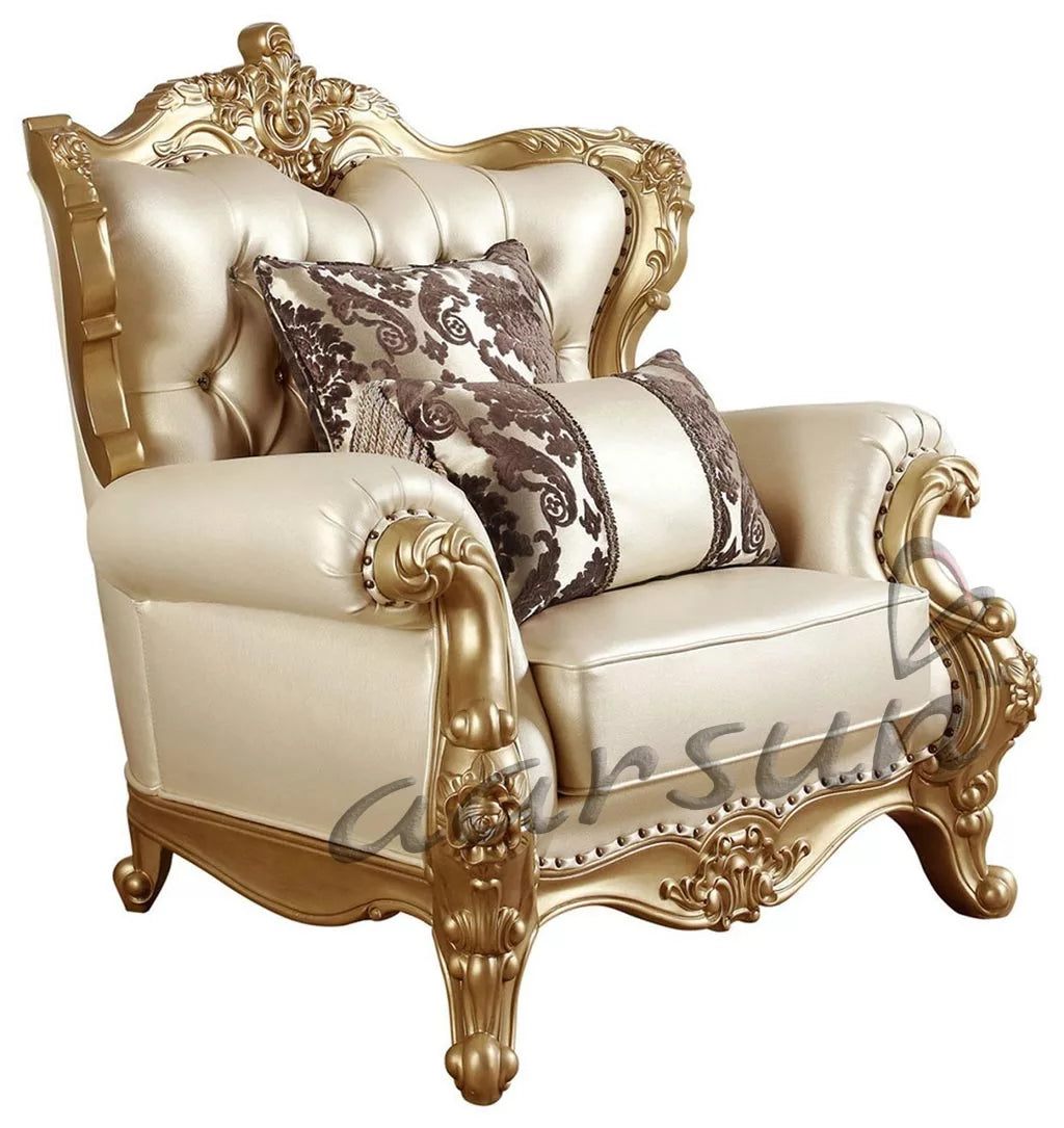 Traditional Sofa Set Antique gold finish