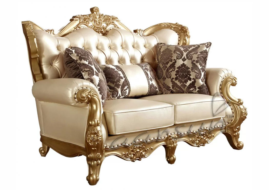 Traditional Sofa Set Antique gold finish