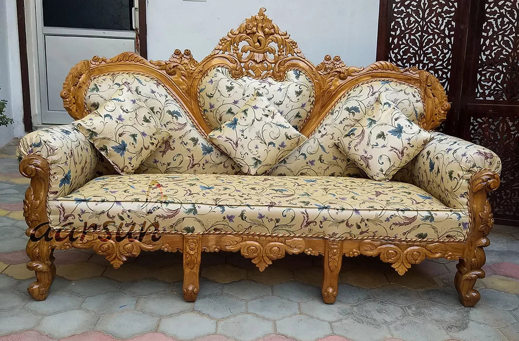 Traditional Style Sofa Set in Natural Finish YT-143