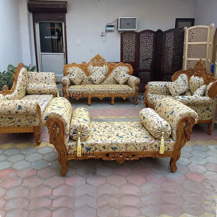 Traditional Style Sofa Set in Natural Finish YT-143