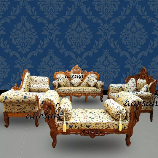 Traditional Style Sofa Set in Natural Finish YT-143