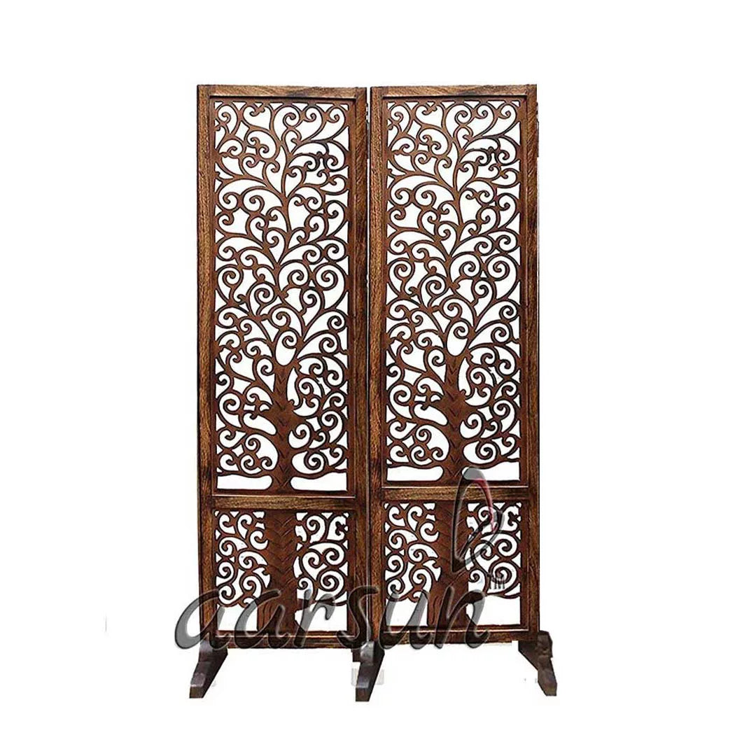 Tree Design 2-Panel Divider Screen with Stand