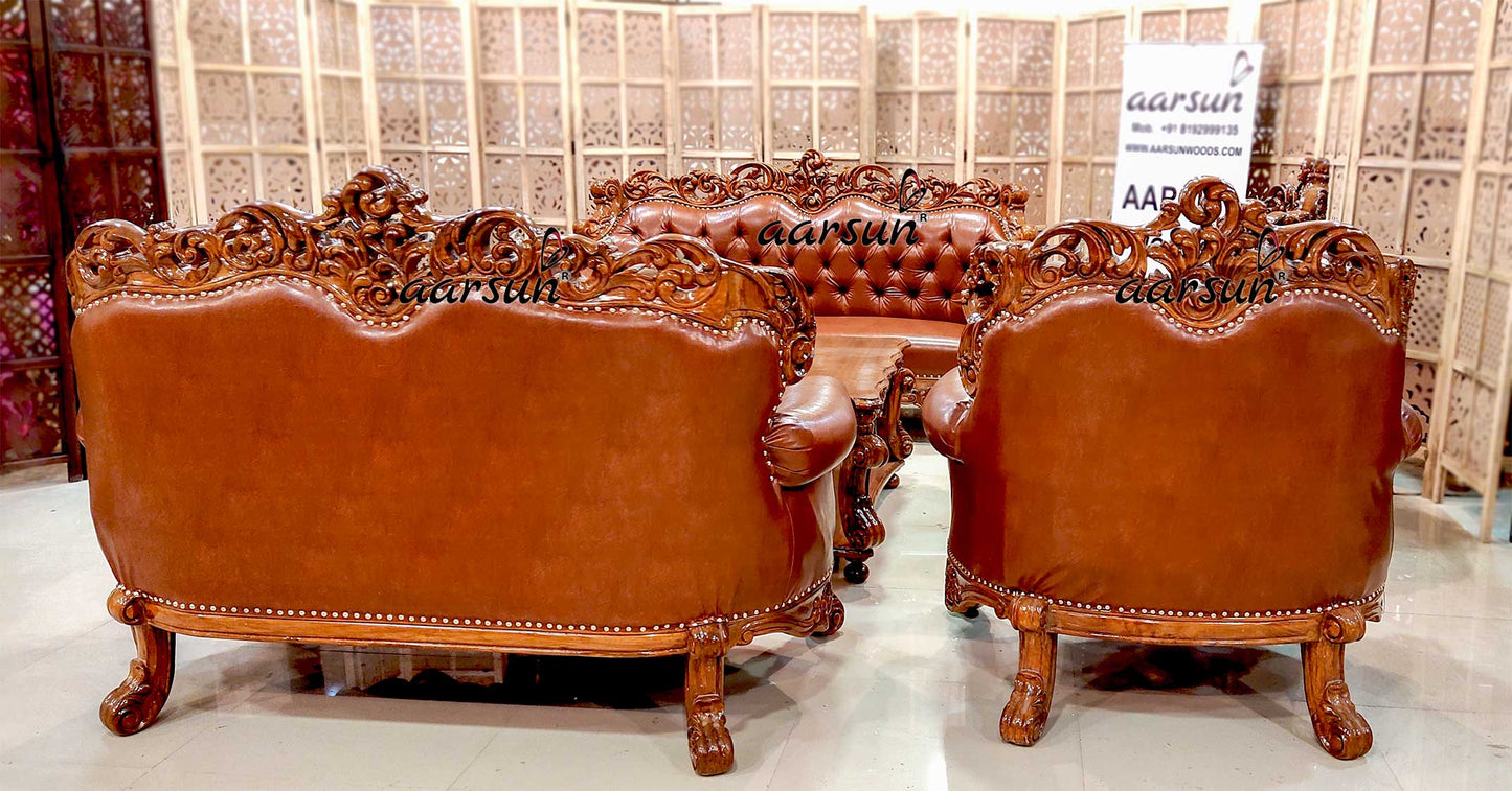 Truly Premium Sofa Set Double Carved in Teak Wood