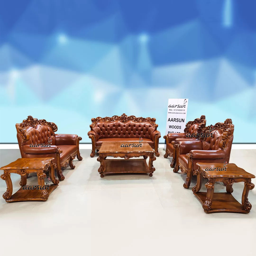 Truly Premium Sofa Set Double Carved in Teak Wood