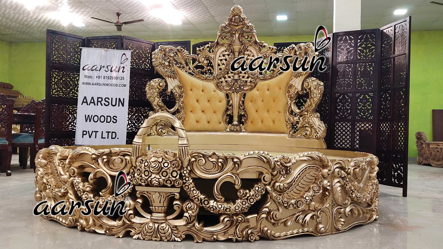 Ultra Luxurious Round Bed in Gold YT-584